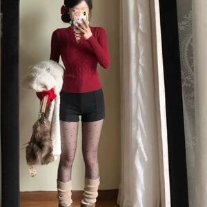 Vintage Burgundy knitted sweater with lace up detail